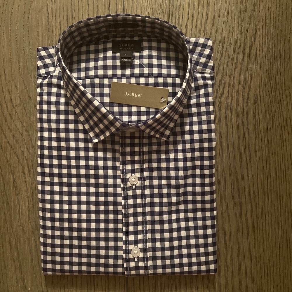 J Crew check button down